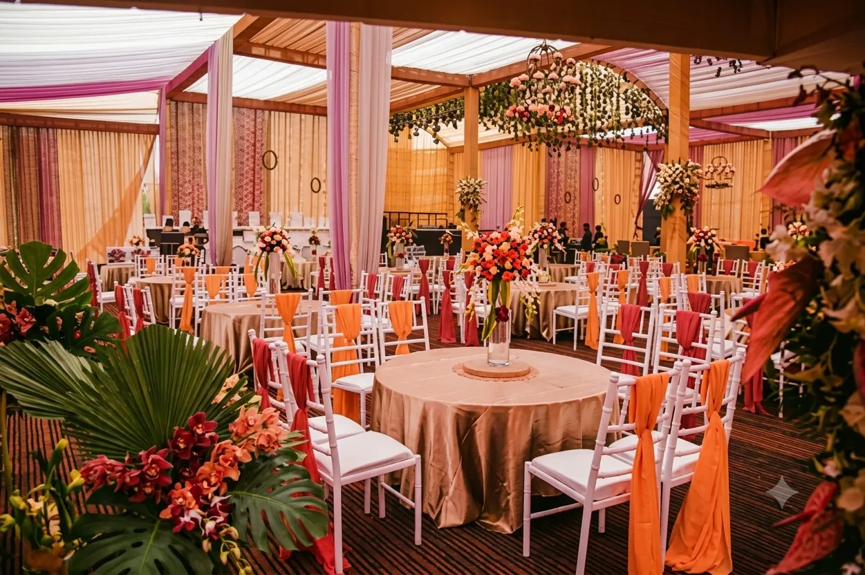 Wedding reception lighting and stage design