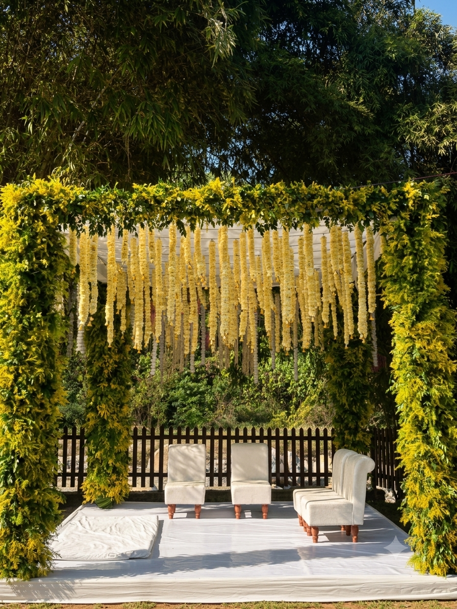 Wedding rings on a floral arrangement